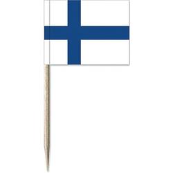 Foto van 100x vlaggetjes prikkers finland 8 cm hout/papier - cocktailprikkers