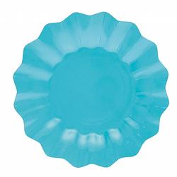 Foto van 32x diepe kartonnen bordjes turquoise 27 cm - feestbordjes