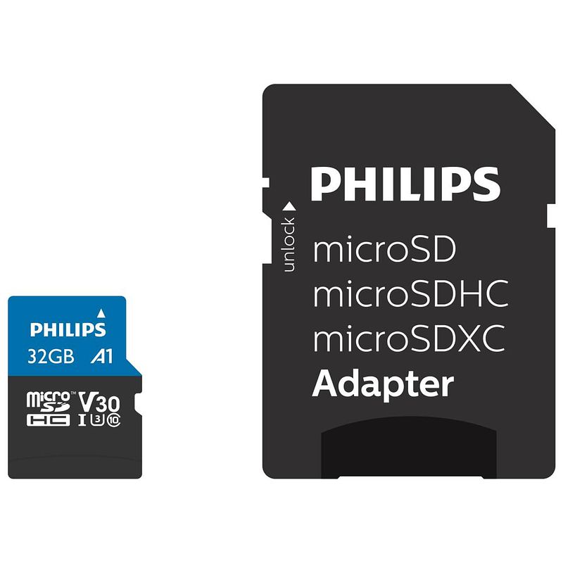 Foto van Philips fm32mp65b - micro sdhc kaart 32gb incl. adapter - class 10 - uhs-i u3