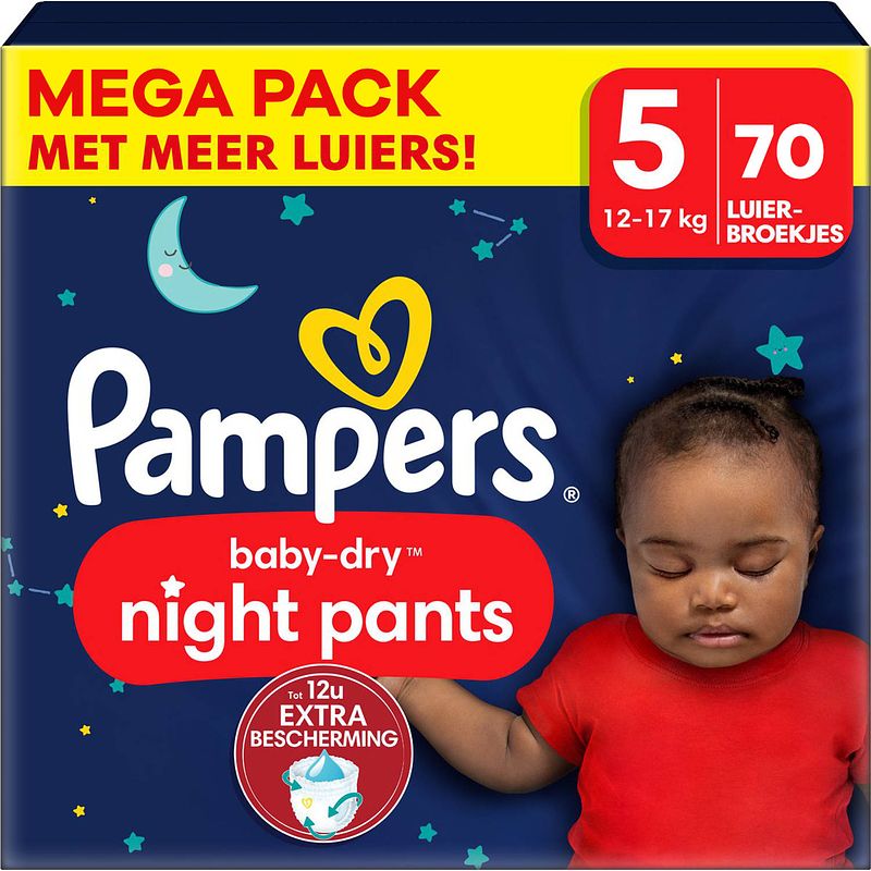 Foto van Pampers - baby dry night pants - maat 5 - mega pack - 70 stuks - 12/17 kg