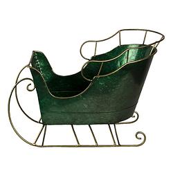 Foto van Clayre & eef kerstdecoratie 34*18*22 cm groen ijzer slee decoratief