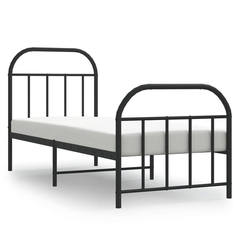 Foto van Vidaxl bedframe met hoofd- en voeteneinde metaal zwart 75x190 cm