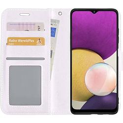 Foto van Basey samsung galaxy a22 5g hoesje book case kunstleer cover hoes - wit