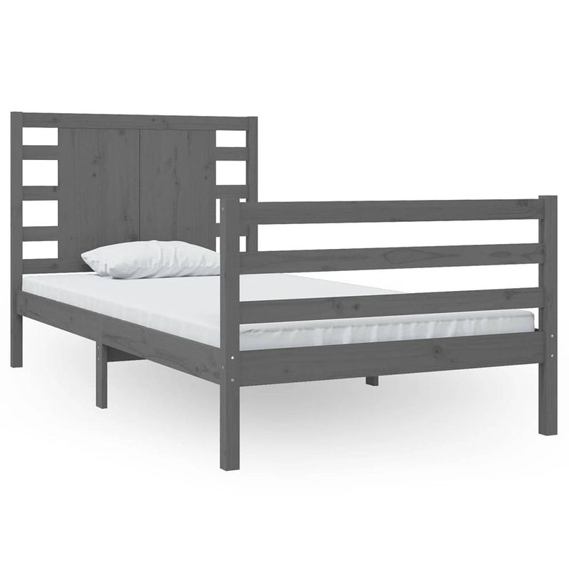 Foto van Vidaxl bedframe massief grenenhout grijs 100x200 cm