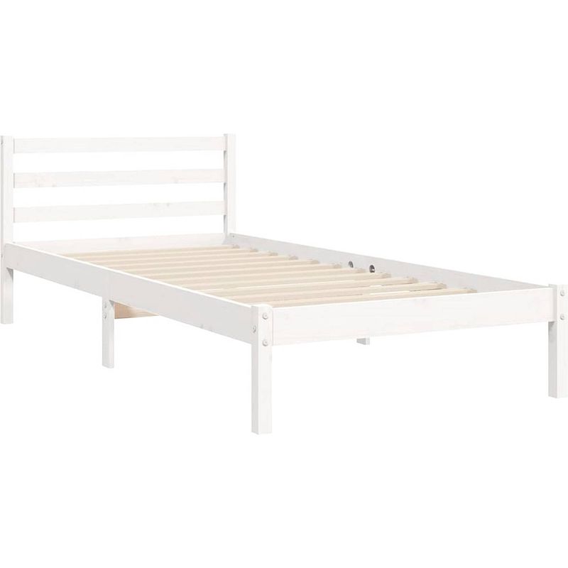 Foto van The living store massief grenenhouten bedframe - 195.5 x 95.5 x 100 cm - wit