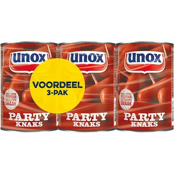 Foto van Unox knakworst party knaks 3 x 400g bij jumbo