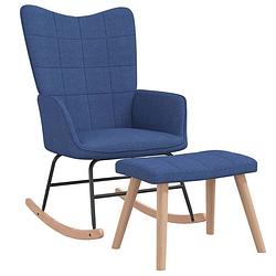 Foto van Vidaxl schommelstoel met voetenbank stof blauw
