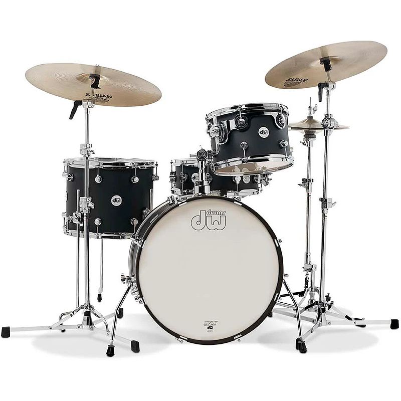 Foto van Dw drums design series frequent flyer satin black 4d. shellset