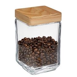 Foto van Voorraadbus/voorraadpot 1,7l glas met houten deksel - voorraadpot