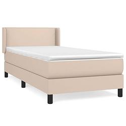 Foto van The living store boxspringbed - cappuccino - kunstleer - 203 x 93 x 78/88 cm - pocketvering matras - middelharde