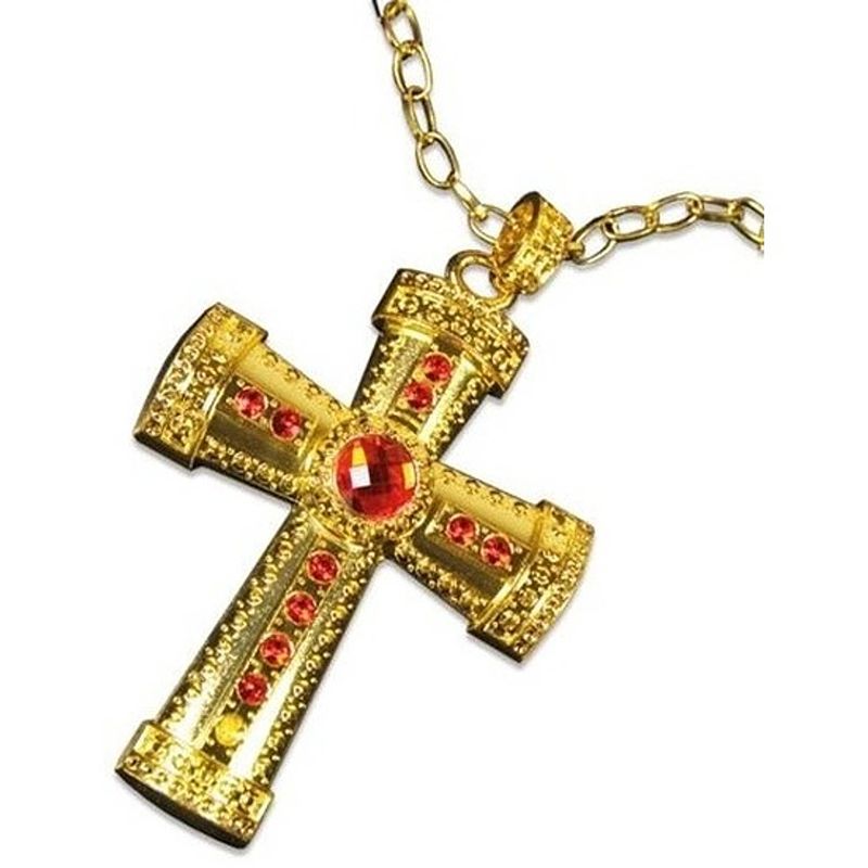 Foto van Sinterklaas verkleed ketting goud/rood kruis voor heren - verkleedattributen