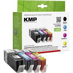 Foto van Kmp inkt vervangt canon pgi-570 xl, cli-571 xl compatibel combipack zwart, cyaan, magenta, geel c107pixv 1567,0050