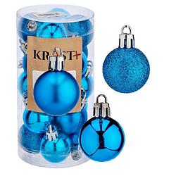 Foto van 40x stuks kerstballen helder blauw kunststof 3 cm glitter, glans, mat - kerstbal