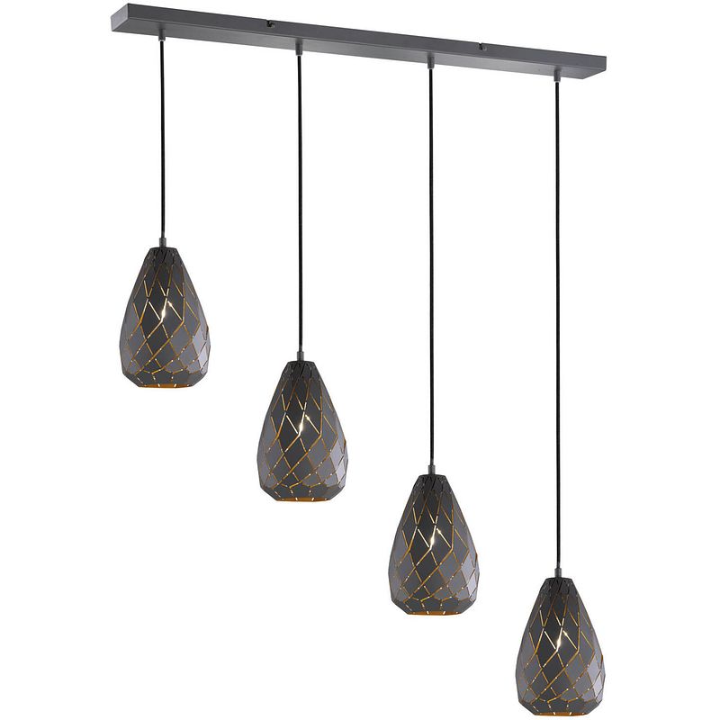 Foto van Trio hanglamp onyx 150 x 90 cm e27 staal 42w antraciet/goud