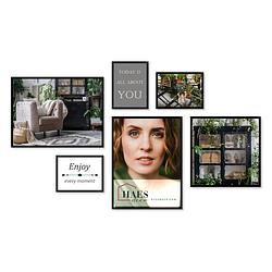 Foto van Haes deco - collage set met 6 kunststof fotolijsten zwart easy frame - efs100b