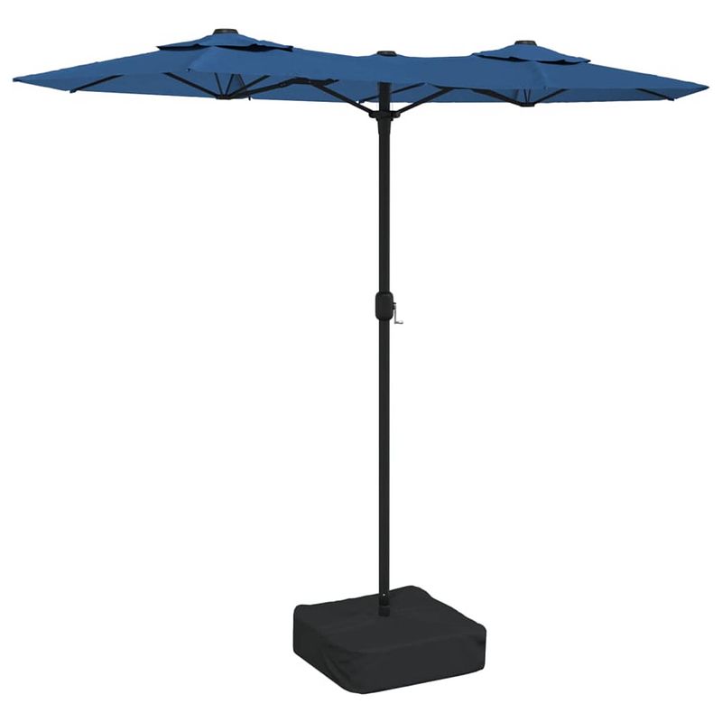 Foto van The living store parasol dubbelzijdig - 316x145x240 cm - led-verlichting - azuurblauw/donkergrijs