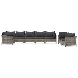 Foto van Vidaxl 8-delige loungeset met kussens poly rattan grijs