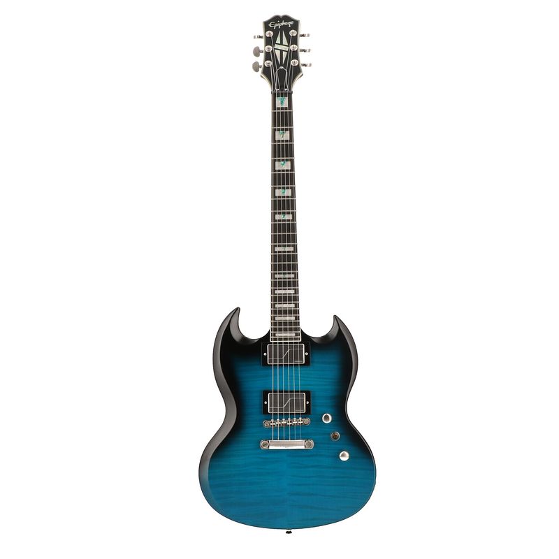 Foto van Epiphone sg prophecy blue tiger aged gloss elektrische gitaar