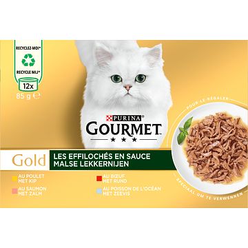 Foto van Gourmet gold malse lekkernijen kattenvoer nat met kip, zalm, rund en zeevis bij jumbo