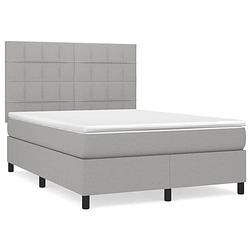 Foto van The living store boxspringbed - lichtgrijs - 193x144x118/128 cm - pocketvering - middelharde ondersteuning -