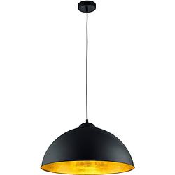 Foto van Led hanglamp - trion romy - e27 fitting - rond - mat zwart aluminium