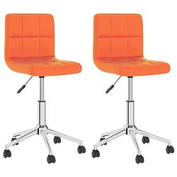 Foto van The living store draaibare eetkamerstoelen - oranje kunstleer - 40 x 47 x (74.5 - 86) cm - 360 graden draaibaar -