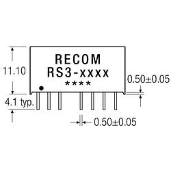 Foto van Recom rs3-1209s dc/dc-converter, print 12 v/dc 9 v/dc 333 ma 3 w aantal uitgangen: 1 x