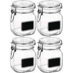 Foto van 4x luchtdichte potten transparant glas met krijtbordje 750 ml - weckpotten