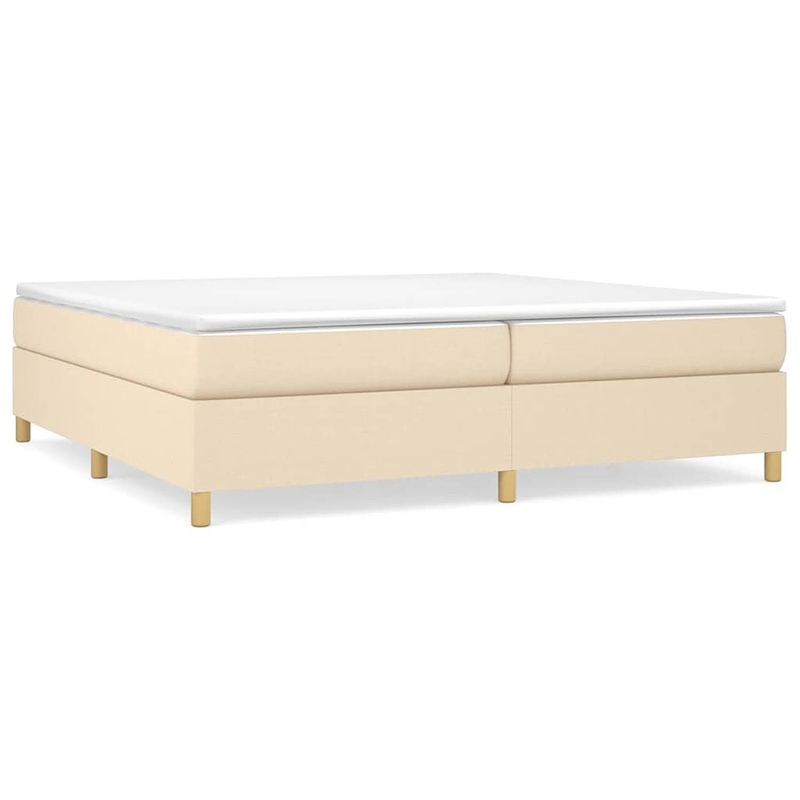 Foto van The living store boxspringframe - crème - 203 x 200 x 35 cm - stof (100% polyester)