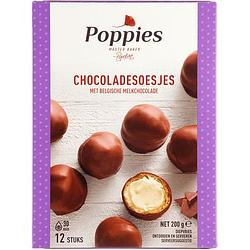 Foto van Poppies chocoladesoesjes met belgische melkchocolade 12 stuks 200g bij jumbo