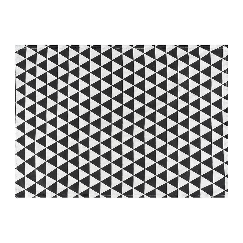 Foto van Krumble theedoek driehoek patroon - 60 x 40 cm - katoen - zwart/wit