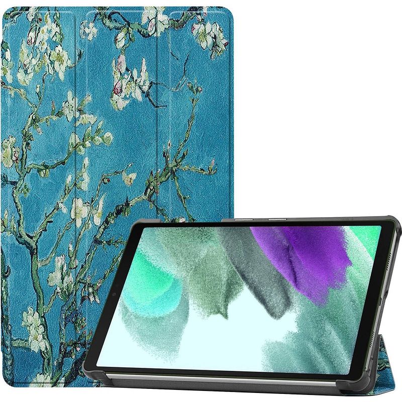 Foto van Basey samsung galaxy tab a7 lite hoesje kunstleer hoes case cover - bloesem