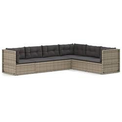 Foto van Vidaxl 6-delige loungeset met kussens poly rattan grijs