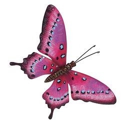 Foto van Tuindecoratie roze/lichtblauwe vlinder 35 cm - tuinbeelden