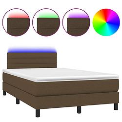 Foto van The living store bedframe - donkerbruin - 203 x 120 x 78/88 cm - verstelbaar hoofdbord - kleurrijke led-verlichting -