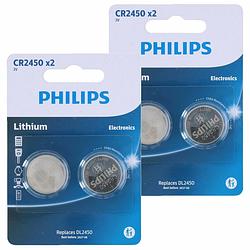 Foto van Philips knoopcel batterijen cr2450 - 4x stuks - knoopcel batterijen