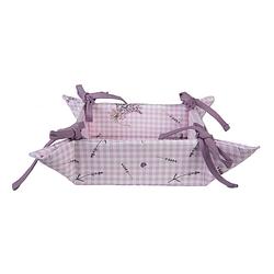 Foto van Haes deco - broodmand - 35x35x8 cm - 100% katoen - lavender garden