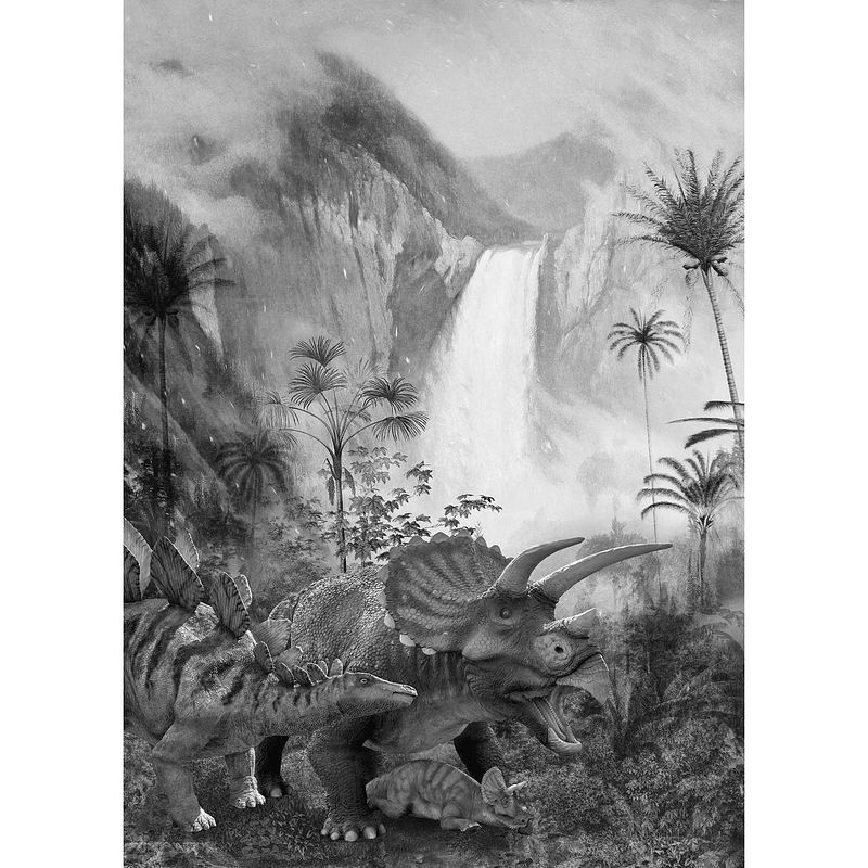 Foto van Komar jurassic waterfall vlies fotobehang 200x280cm 4-banen