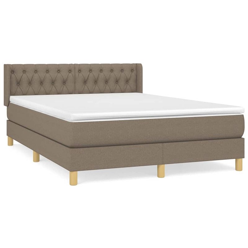 Foto van Vidaxl boxspring met matras stof taupe 140x190 cm