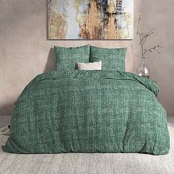 Foto van Dreamhouse bedding leo flanel - groen dekbedovertrek lits-jumeaux (240 x 200/220 cm + 2 kussenslopen) dekbedovertrek