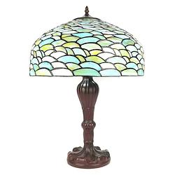 Foto van Haes deco - tiffany tafellamp groen ø 41x60 cm fitting e27 / lamp max 2x60w