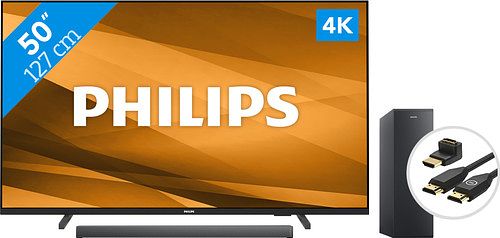 Foto van Philips 50pus7607 (2022) + soundbar + hdmi kabel