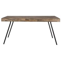 Foto van 24designs kollam tafel - 160x78x74.5 - teakhout - zwarte metalen poten