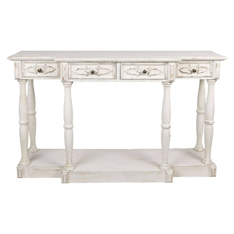 Foto van Clayre & eef sidetable 142*42*85 cm wit hout rechthoek wandtafel haltafel console tafel wit wandtafel haltafel