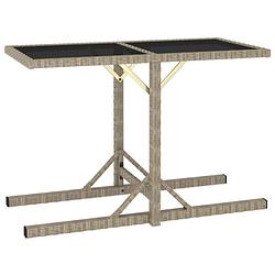 Foto van Vidaxl tuintafel 110x53x72 cm glas en poly rattan beige