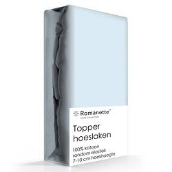 Foto van Topper hoeslaken katoen romanette blauw-90 x 200 cm