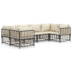 Foto van The living store loungeset - antraciet - poly rattan - hoekbank 72x72x66 cm - middenbank 72x70x66 cm-kussen 70x70 cm