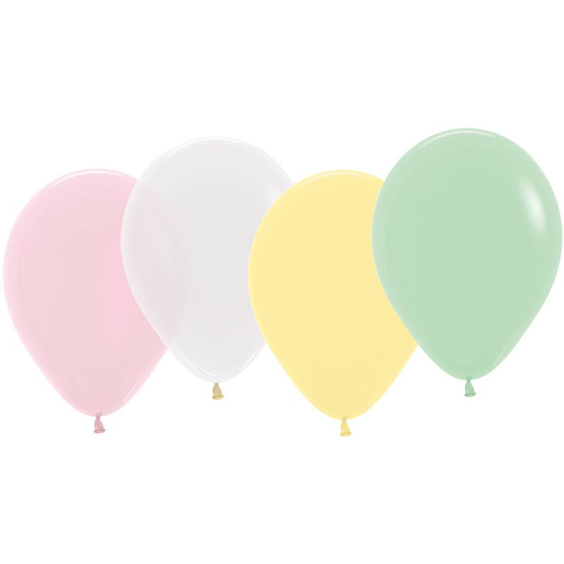 Foto van Tib ballonnen 30 cm latex roze/wit/geel/groen 18 stuks