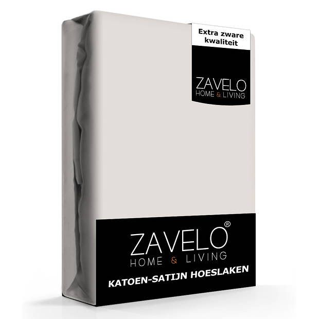 Foto van Zavelo katoen - hoeslaken katoen satijn creme - zijdezacht - extra hoog-lits-jumeaux (180x210 cm)