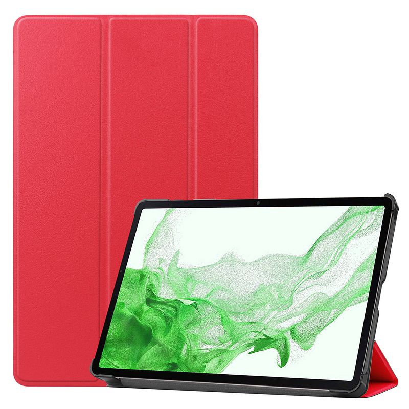 Foto van Basey samsung galaxy tab s9 hoes case met s pen uitsparing - samsung tab s9 hoesje book cover - rood